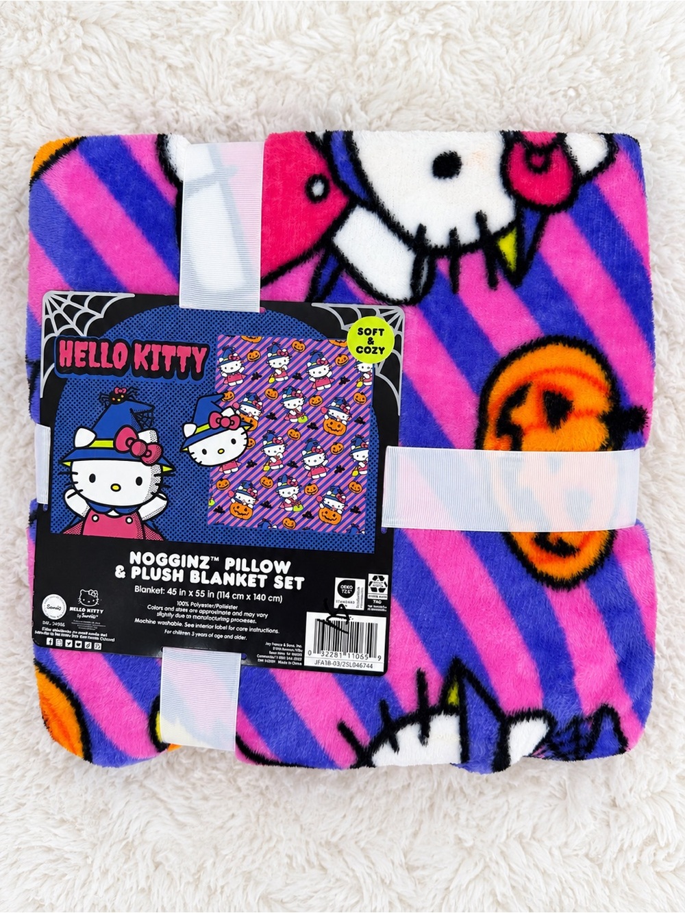 Hello Kitty Halloween Witch Nogginz Pillow & Plush Blanket Set NWT - Picture 3 of 5